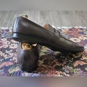 Gucci Classic Horsebit Pebbled Dark Brown Leather Men’s Loafers Size EU 44 US 11 Men main image 4